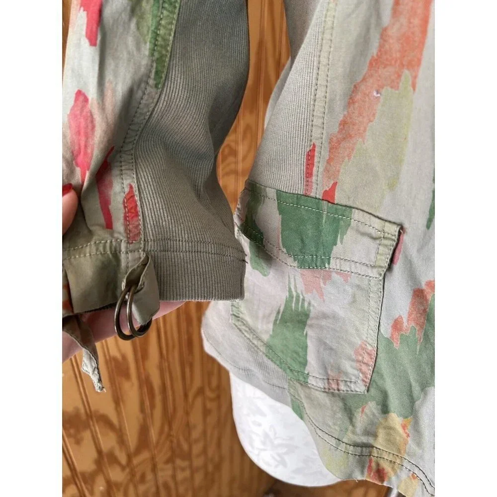Chico's Zenergy Womens full Zip Green Watercolor‎ Light Jacket Size 00